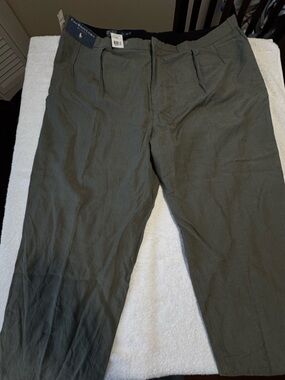 Polo Ralph Lauren Pants Men’s 46B x 30 Linen Silk Trouser Chino Gray READ